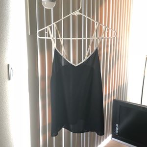 Black White Strappy Top Size S